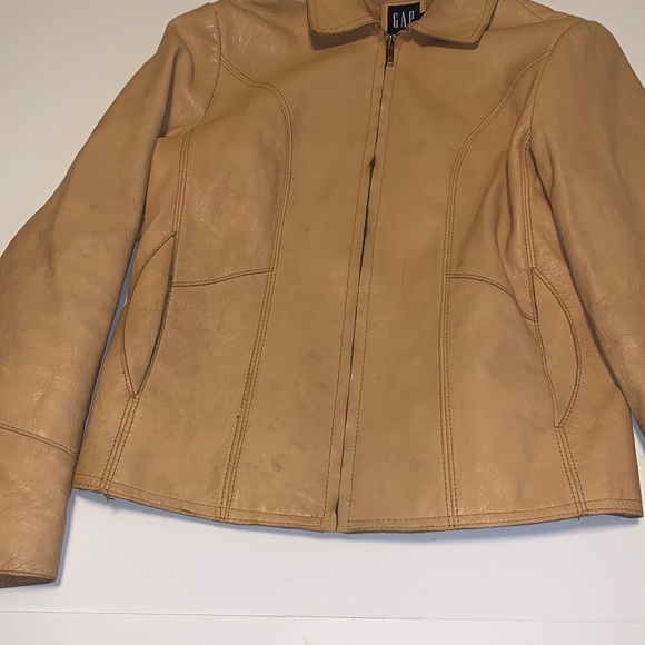 GAP Y2K Golden Tan Leather Jacket - Women’s Size XS - Picture 6 of 11